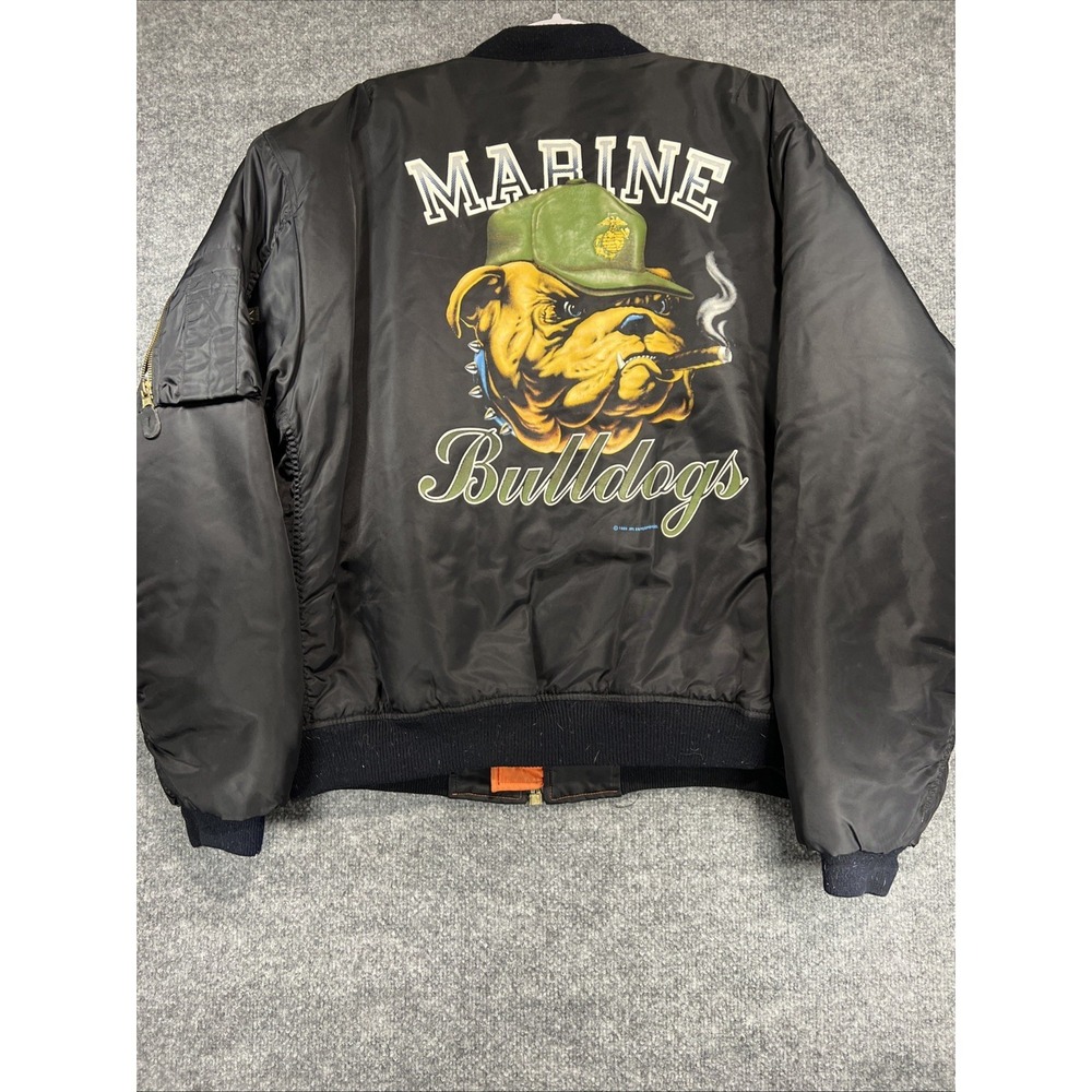 Vintage 1989 Rothco USMC Marine Bulldogs Bomber Flight Jacket XL Reversible